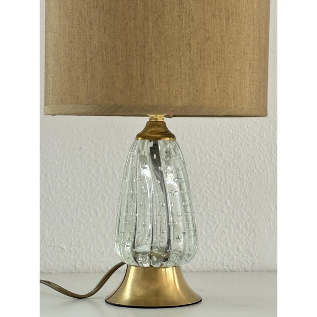 Mid-Century Italian Murano Glass and Brass Table Lamp, 1960s For Sale - Image 4 of 13