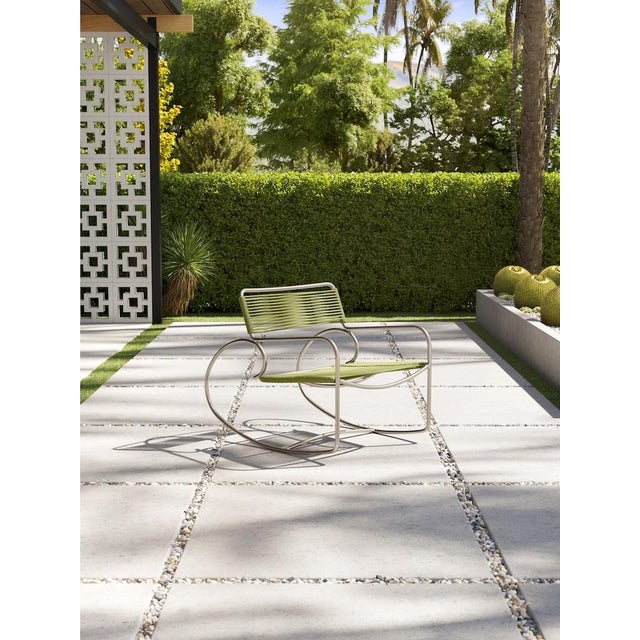 Brown Jordan Walter Lamb Aluminum Arm Chair, Mica frame with Marine fabric For Sale - Image 10 of 12