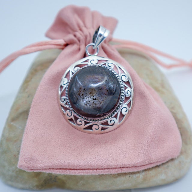 Turquoise Rare Star Ruby Sterling Silver Pendant For Sale - Image 8 of 8