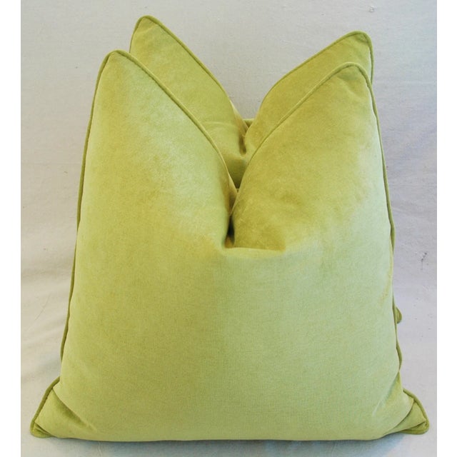 Contemporary Custom Apple Green Velvet Feather/Down Pillows 24" - a Pair For Sale - Image 3 of 11