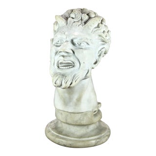 Mid 19th Century Carved Marble Italian School Bust of Satyr For Sale