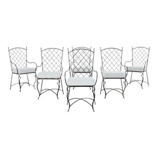 Set of Six Mario Papperzini Style Iron Garden Dining Chairs For Sale