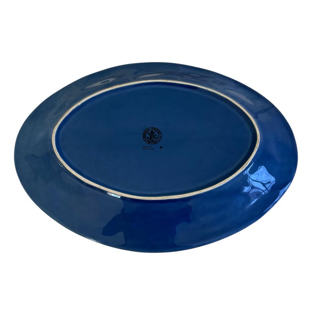 Bordallo Pinheiro Late 20th Century Bordallo Pinheiro Portugal Grape Blue Grapevine Motif Ceramic Serving Platter For Sale - Image 4 of 5