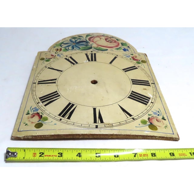 Antique Early 19th Century Hand Painted Wood Grandmothers Clock Dial For Sale - Image 12 of 13