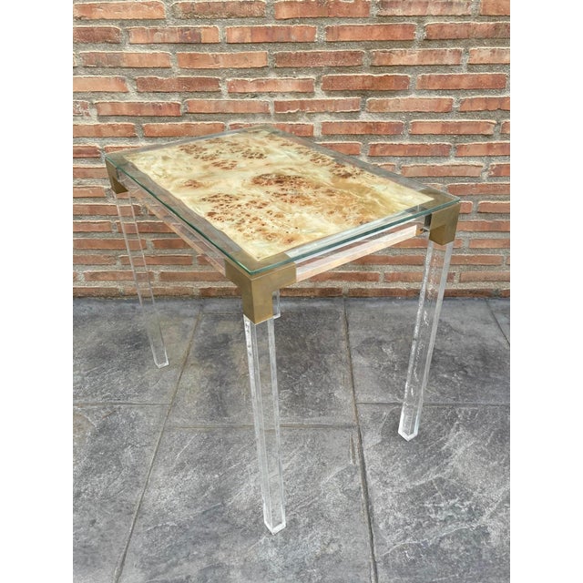 Vintage Methacrylate or Lucite and Brass Side Table, 1970s For Sale - Image 16 of 18