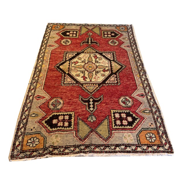 Textile Vintage Turkish Oushak Rug 3'10 X 5'9 For Sale - Image 7 of 8