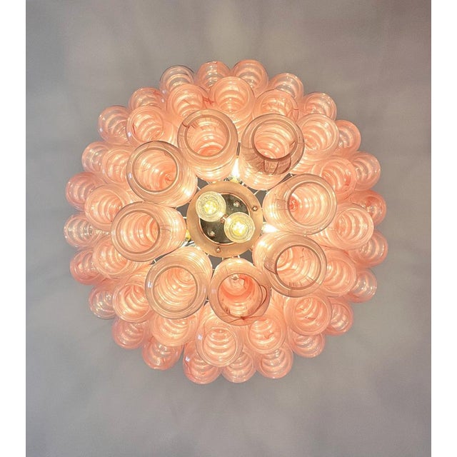 Large Pink Murano Glass 3-Tier Tube Chandelier, 1990s For Sale - Image 17 of 18