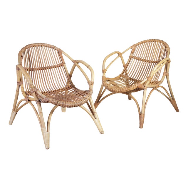 Mid-Century Modern Children's Rattan Chairs from Uluv, 1960s, Set of 2 For Sale
