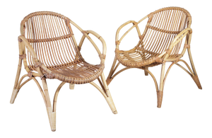 Mid-Century Modern Children's Rattan Chairs from Uluv, 1960s, Set of 2