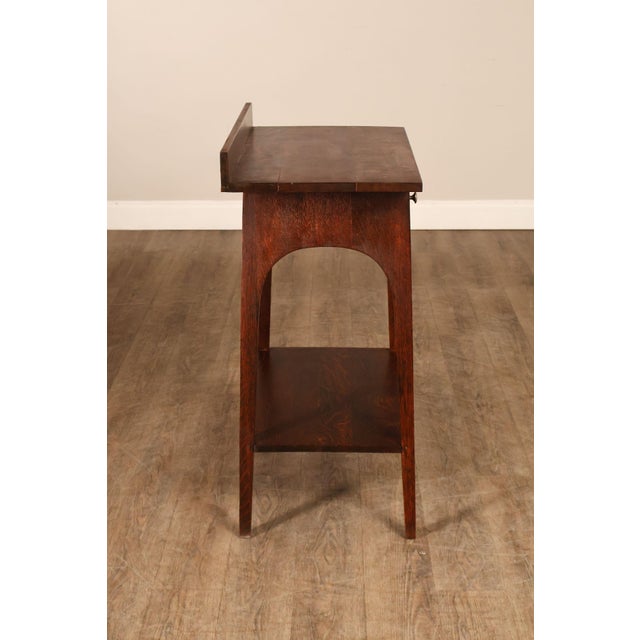 Antique Arts And Crafts Style Solid Oak Console Table With Drawer For Sale - Image 13 of 18