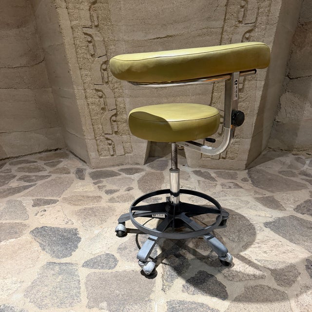 1960s Mid-Century Medical Vintage Dental Assistant's Stool Adjustable Ergonomic For Sale - Image 5 of 12