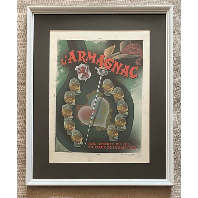 Original French Armagnac Advertising Artwork by Hervé Morvan, Mixed Media Collage, 1950s Rare original French advertising...