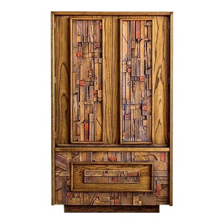 Lane ‘Pueblo’ Brutalist Armoire After Paul Evans-- Newly Restored For Sale