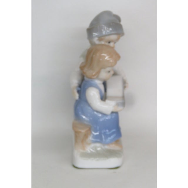 Late 20th Century Lego Japan Porcelain Figurine Girl and Boy Reading Open Book Glossy Finish 5087b For Sale - Image 5 of 16