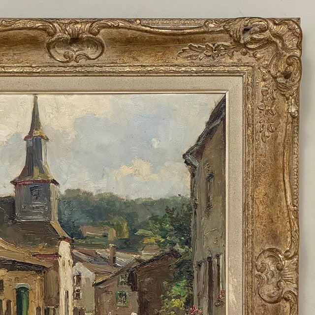 Camel Framed Oil Painting on Panel by Yvette Lichtfus (1925-2014) 'La Foret Sur Semois' For Sale - Image 8 of 16