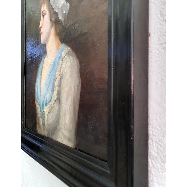 French School Artist, Portrait of a Young Woman in Profile, Oil on Canvas, 19th Century For Sale - Image 6 of 10