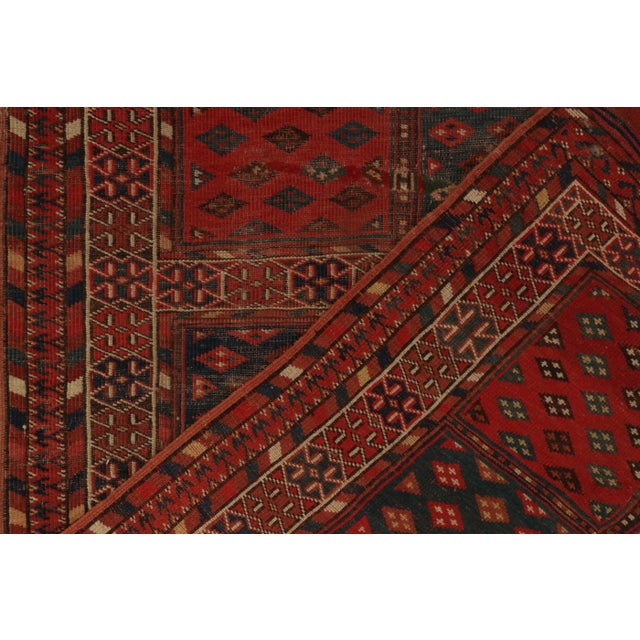 Textile Vintage Turkish Extra-Long Runner With Tribal Motifs & Symbolic Lattice in Red - Rug & Kilim For Sale - Image 7 of 7
