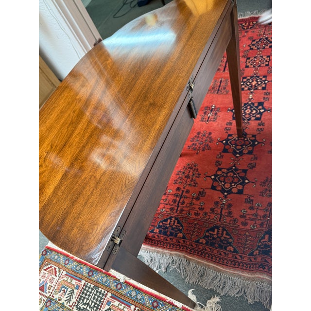 Wood Henkel Harris Federal Inlaid Cherry Wood Flip Top Console Table For Sale - Image 7 of 12