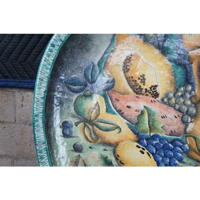 Green Late 20th Century Mayolica Santa Rosa Mexican Fruit Vessels Still Life Stoneware Charger Plate For Sale - Image 8 of 11