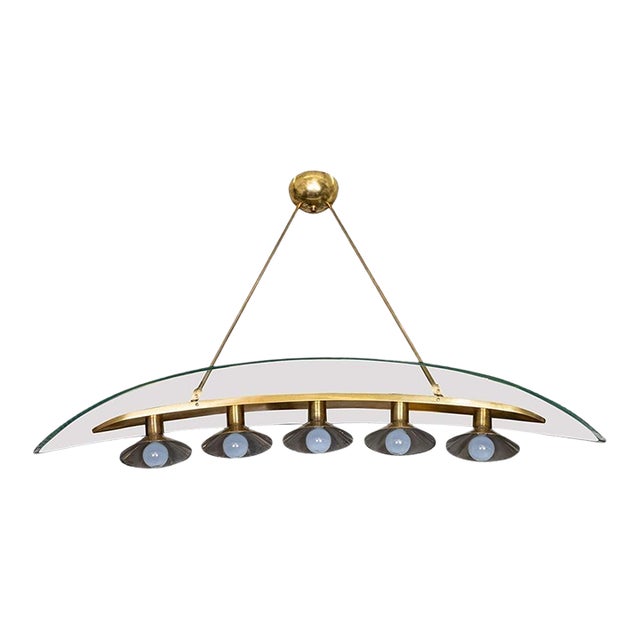 Rare Arched Glass Pendant by Pietro Chiesa For Sale