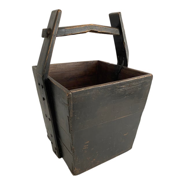 Antique Black Chinese Water Bucket For Sale