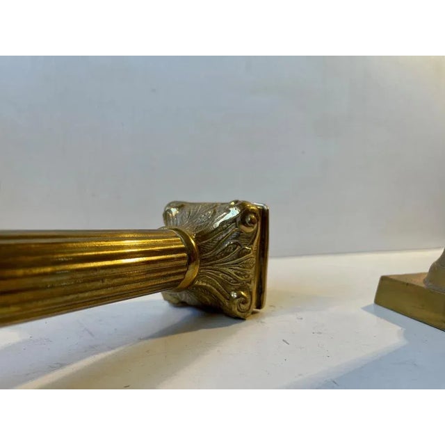 1970s Vintage Corinthian Column Candlesticks in Brass, Set of 2 For Sale - Image 5 of 10
