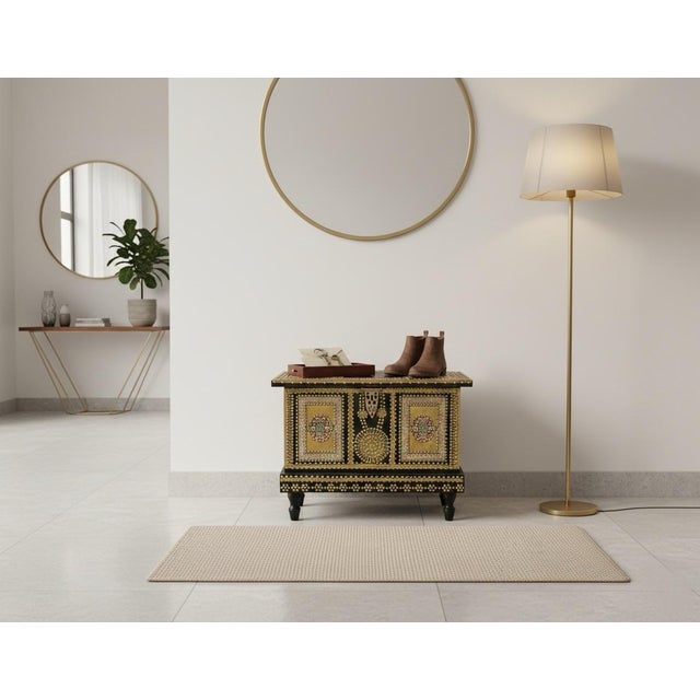 Wood 1990s Ornate Zanzibar Style Brass-Studded Dowry Chest - Small Scale For Sale - Image 7 of 7