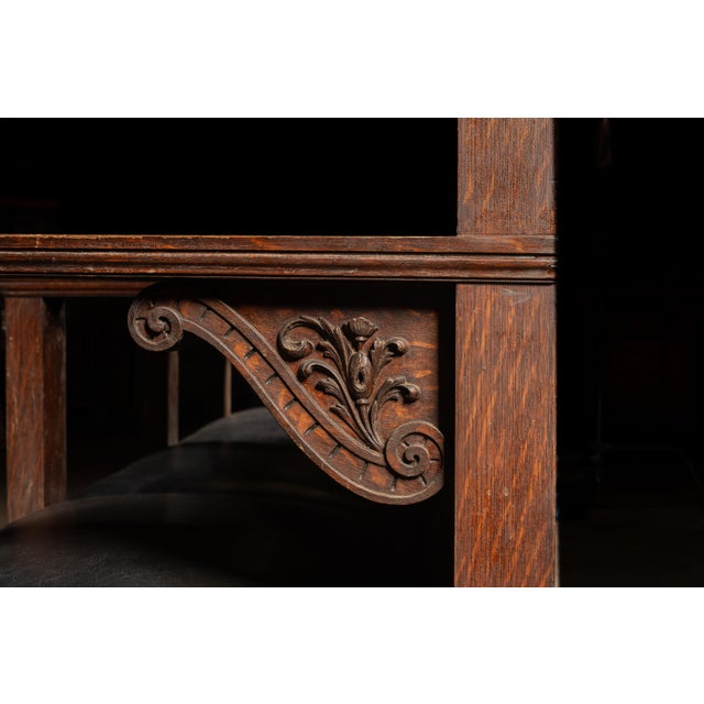 Wood Antique b.p.o.e. Elk Lodge Tiger Oak Triple-Seat Bench For Sale - Image 7 of 15