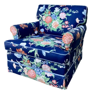 Hollywood Regency Floral Print Upholstered Lounge Chair. Circa 1970s