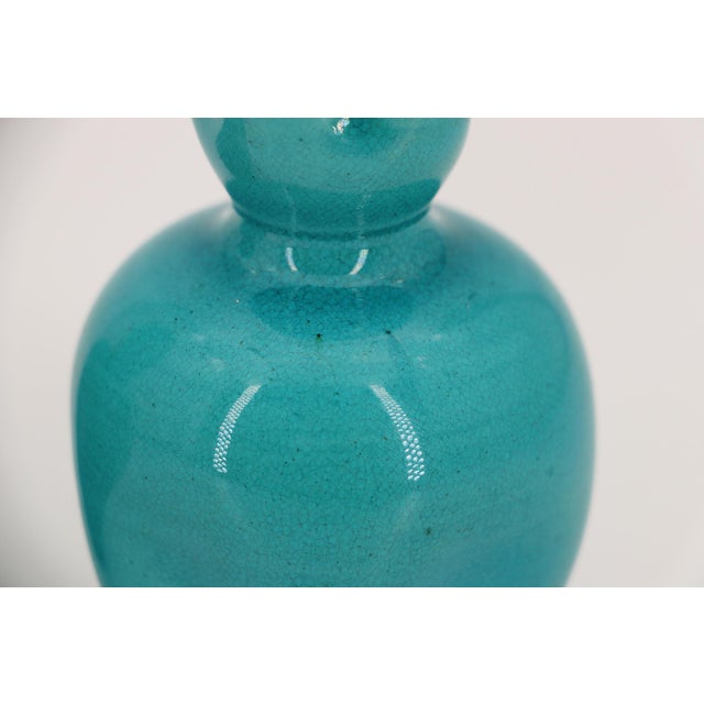 19th Century Burmantofts Pottery Set of Two Turquoise Vases For Sale - Image 4 of 14