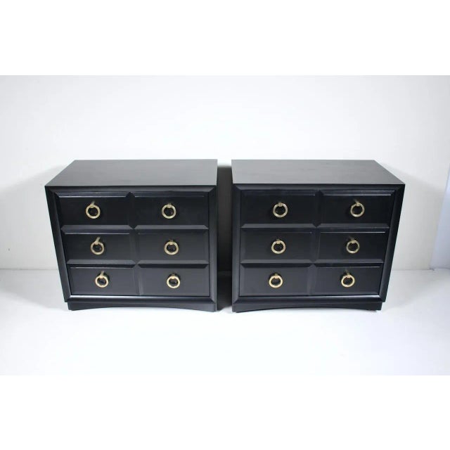 Mid-Century Modern T. H. Robsjohn Gibbings for Widdicomb Black Enameled Dressers, 1950s - A Pair For Sale - Image 3 of 18