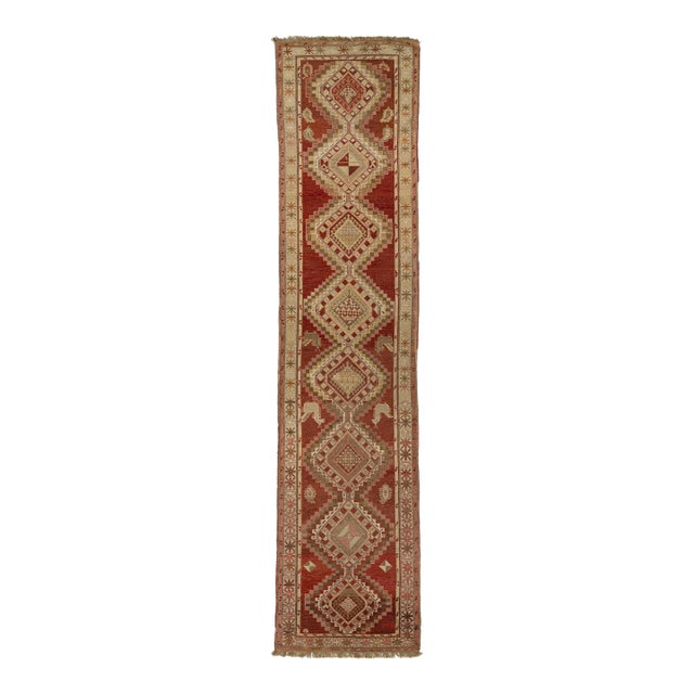 1900s Antique Malayer Wool Runner in Red- Rust Color For Sale