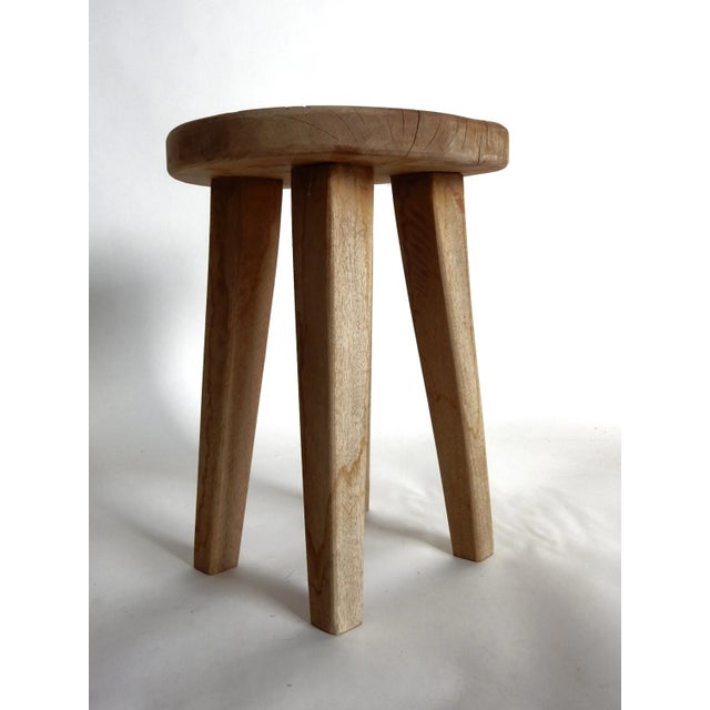 Set of 4 Primitive Wabi Sabi Wood Stools For Sale - Image 4 of 8