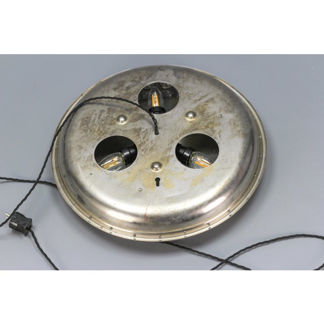 Round Mid-Century Modern Backlit Metal Wall Mirror with Crystal Glass Flowers For Sale - Image 15 of 18