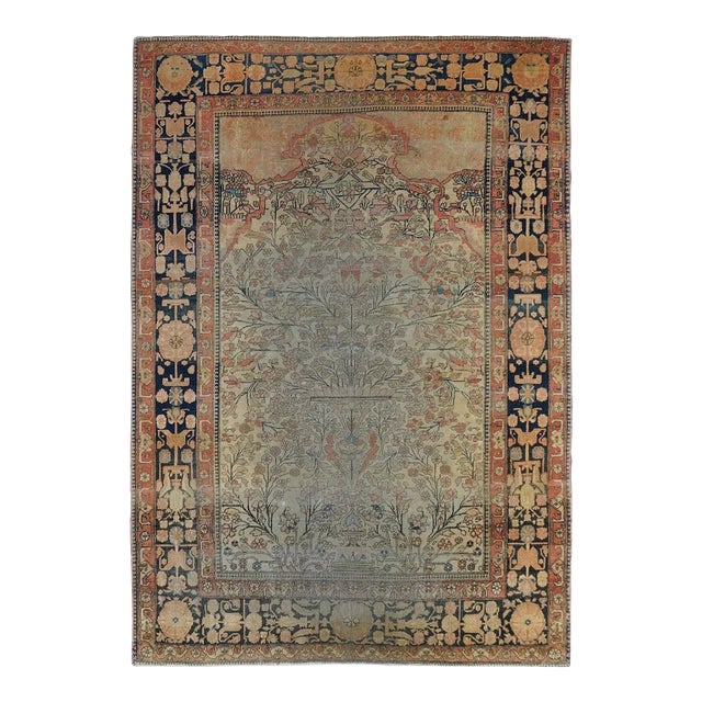 Late 19th Century Antique Mohtasham Kashan Rug 4'6'' x 6'6'' For Sale