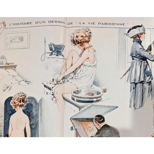 La Vie Parisienne 1919 Maurice Millière "L'Histoire d'Un Dessin De La Vie Parisienne" Print For Sale - Image 4 of 4