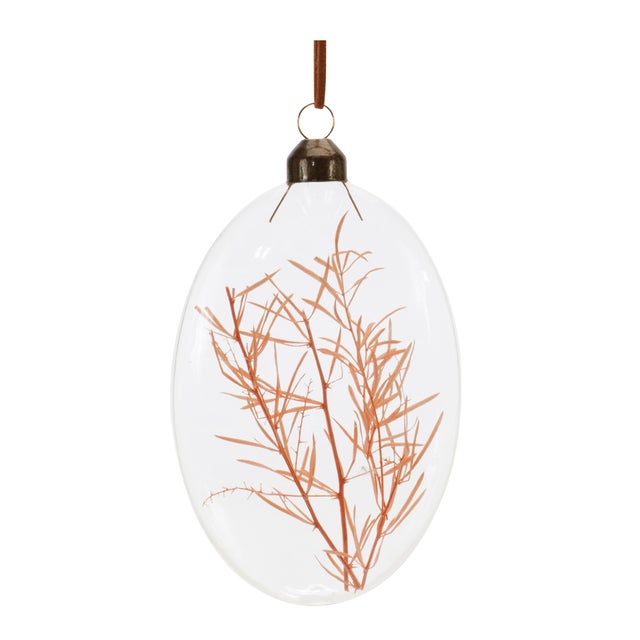 Burgandy Dried Floral Glass Ornament (Set of 12) For Sale In Chicago - Image 6 of 8
