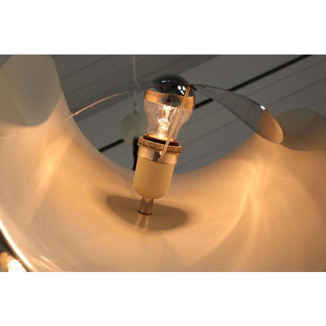 Italian Space Age Hanging Lamp with White Painted, Metal & Chrome Shields, 1970s For Sale - Image 11 of 18