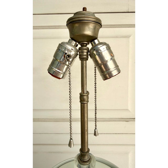 Vintage Hand-Painted Chinoiserie Butterfly Porcelain Table Lamp on Lucite Base For Sale - Image 9 of 12