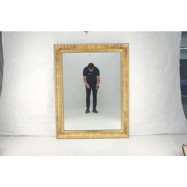 Scallop Edge 40x50 Carved & Gold Gilt Rectangle Frame c1940s Wall Mirror MInt! For Sale - Image 11 of 13