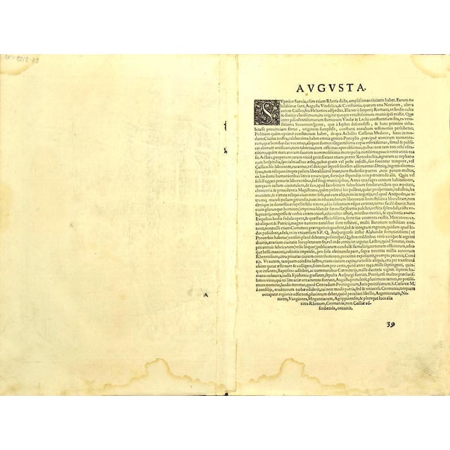 This map of Avgvsta is an original etching realized by George Braun and Franz Hogenberg, as part of the famous series...