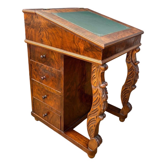 English Regency Revival Burr Walnut Davenport Desk, 20th Century For Sale