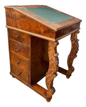 English Regency Revival Burr Walnut Davenport Desk, 20th Century