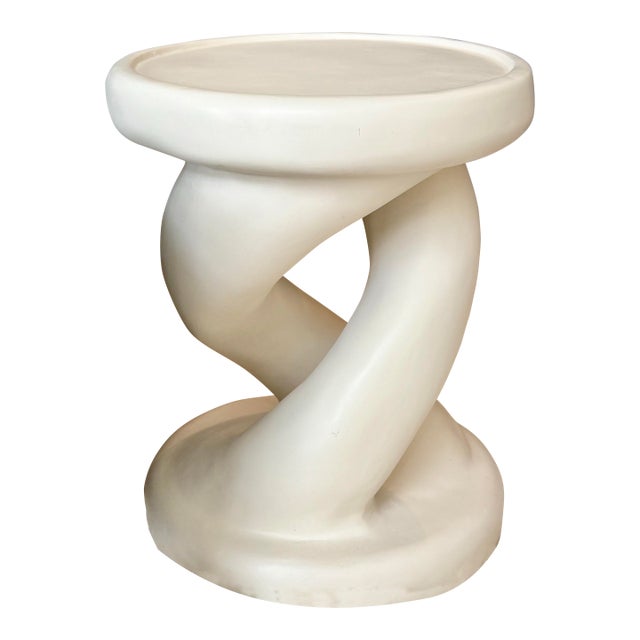 Attributed to Michael Taylor Designs Twist Table in Signature White. Minor Chips at Base and Rim For Sale