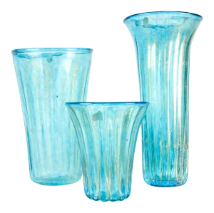 Turquoise Murano Glass Vases - Set of 3