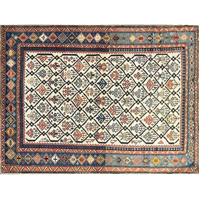 Antique Caucasian Kuba (Quba) Rug Size: 3'6" x 4'7" Origin: Kuba district, Northeast Caucasus Date: Circa late 19th...