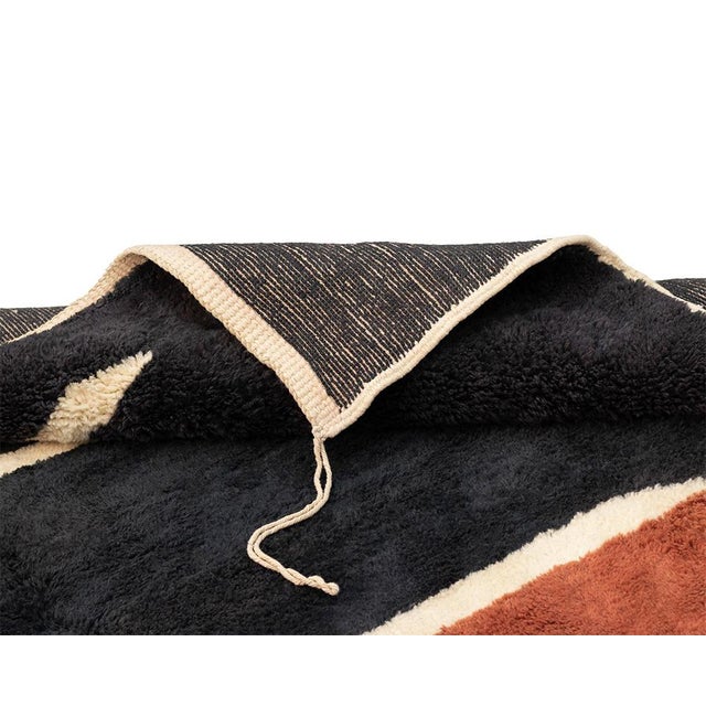 Brown Premium Hand-Knotted Moroccan Wool Rug | 11'10" X 8'0" | One of a Kind For Sale - Image 8 of 11