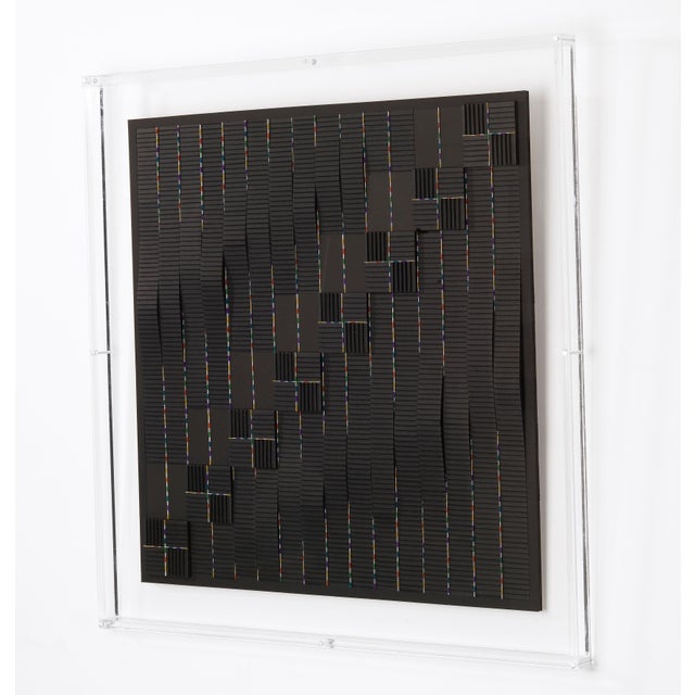 Françoise Luciani, Wavy Black Square, Paper Collage on Foam Board For Sale - Image 3 of 6