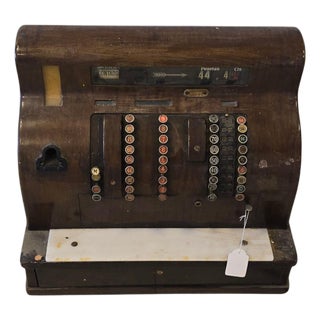 Mid-Century Red Painted Brass Cash Register from National, 1960s For Sale