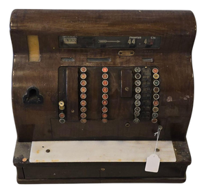 Mid-Century Red Painted Brass Cash Register from National, 1960s